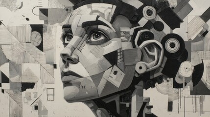 Abstract face futuristic design