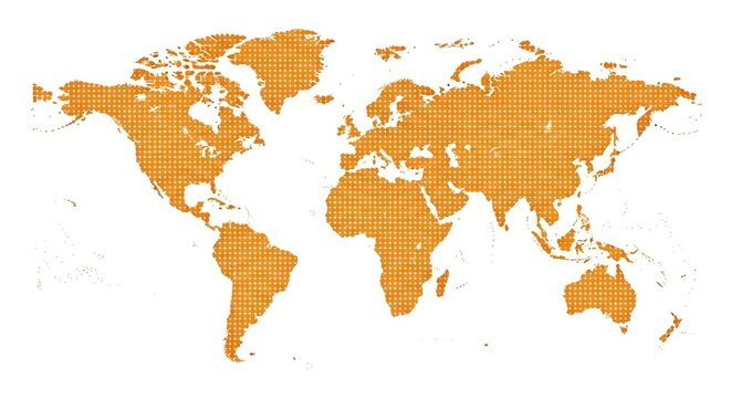 Halftone Dotted World Map Illustration