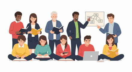 Obraz premium Diverse Team Collaboration with Presentation and Engagement for Business Growth and Innovative Strategy in a Modern Workplace Setting