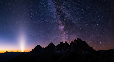 Fototapeta premium Milky Way Rising Above Italian Dolomites at Night