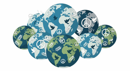 Symbolic Globes Displaying Peace Doves and Unity for Global Harmony Initiatives, International Relations, and Promoting Worldwide Cooperation