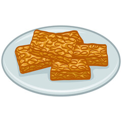 Fried Tempeh Tempe Goreng Illustration Vector