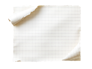 Piece of paper with a grid pattern is torn in half