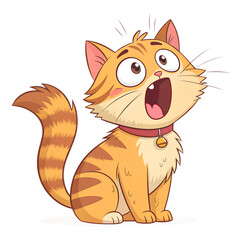 Obraz premium Surprised Cat PNG – Funny Cartoon Cat with Exaggerated Expression, Wide Eyes, Playful Illustration, Transparent Background