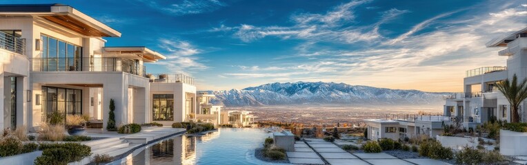 Luxury Mountain Home Exterior View with Pool