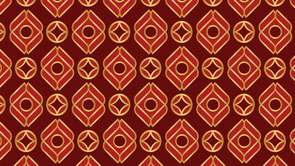 Abstract ornamental vector seamless red pattern and swatches oriental chinese new year modern simple wallpaper geometric diagonal fabric set of design elements EPS 10
