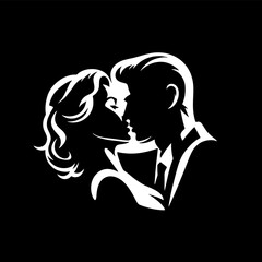 simple vector silhouette couple hugging	romance