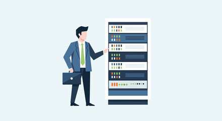 Dedicated IT professional managing critical server infrastructure, representing data center operations, network security, and essential digital technology solutions for business continuity
