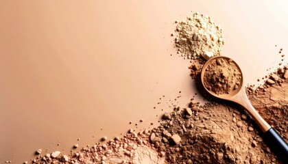 Brown and Beige Powder Spills on a Light Background