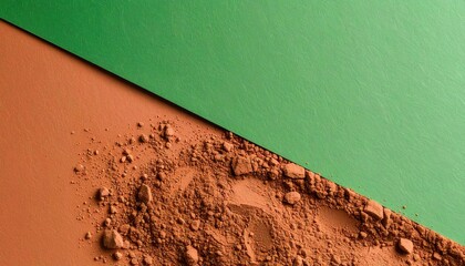 Brown and Green Textured Background with Cocoa Powder