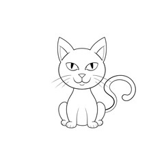 Fototapeta premium Halloween cat sitting October autumn fall clip art hand drawn black and white 