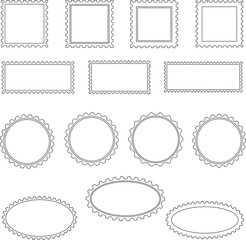 Obraz premium Wavy Scallop Edge Frame Set: Geometric Shapes, Scalloped Borders & Empty Text Boxes
