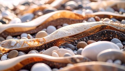Close Up Of Dried Seaweed On Pebbles At The Beach