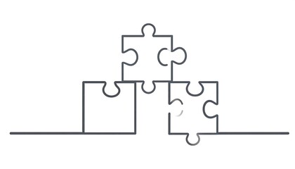 Three puzzle pieces form a complete, integrated shape against a plain backdrop.