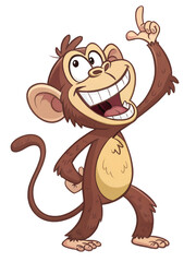 Obraz premium Grinning Monkey PNG – Funny Cartoon Ape Character, Exaggerated Expression, Isolated on Transparent Background