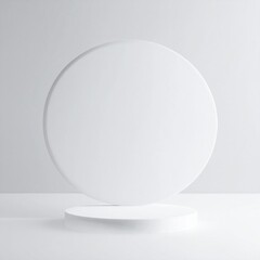 Minimalist White Circular Display Stand on Platform Against Light Background