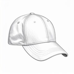 Monochrome Sketch of a Blank White Baseball Cap on a White Background Graphic Resource