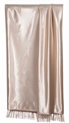 Close up Luxurious Satin Fabric with Fringes in Pale Beige Color Isolated on White Background for Fashion and