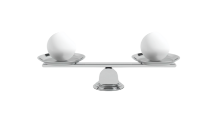 Shiny Silver Balance Scale with Eggs Representing Equilibrium and Harmony