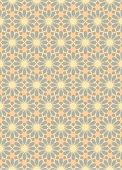 Seamless geometric mosaic pattern with floral shapes. Ideal for tiles, textiles, wallpapers, traditional decorative backgrounds projects, and architectural designs.