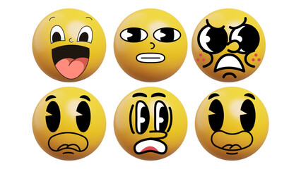 Fototapeta premium Happy Easter egg set with cute faces and cartoon expressions