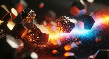 Abstract Futuristic Crystals with Light Streaks