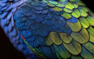 Close-up of vibrant parrot feathers