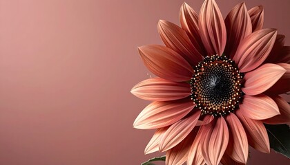 Dusty Rose Sunflower Close Up Soft Lighting