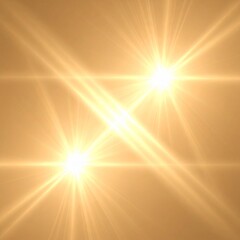 Obraz premium Bright Golden Lens Flares Radiating from Multiple Points in Square Format