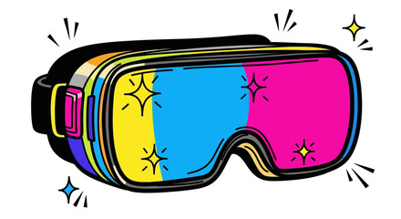 Colorful Virtual Reality Headset Cartoon Illustration