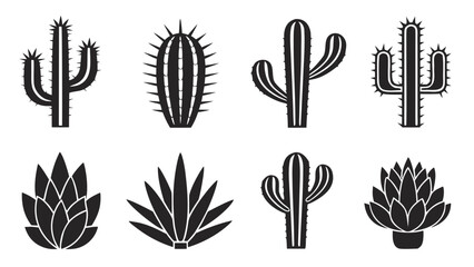 Variety of Cactus and Succulent Silhouettes cacti plant