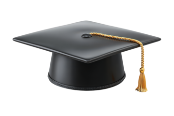 Black graduation cap with a gold tassel