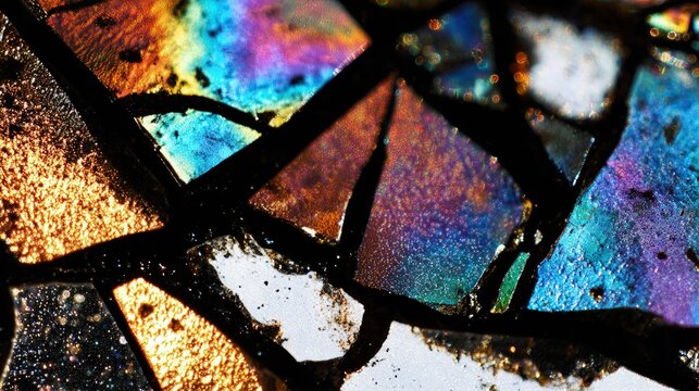 Colorful Stained Glass Mosaic Pieces - Powered by Adobe