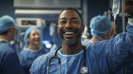 Smiling Surgeon in Operating Room
