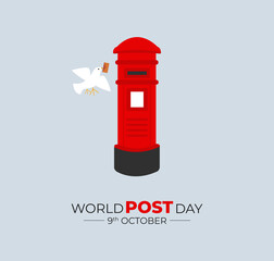 World Post Day. 9 October. Holiday concept. Template for background with banner, poster and card. flat illustration. Jpeg format.