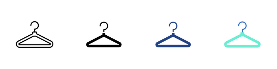 Obraz premium Clothes Hanger Multiple Style Icon Sheet Design Vector - Clothes hanger symbol for wardrobe, laundry drying, and clothing organization