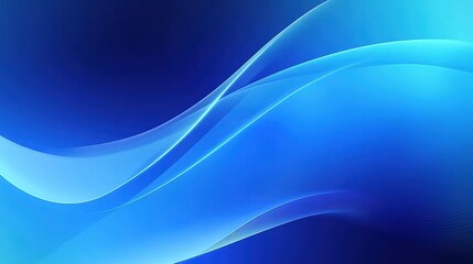 Fototapeta premium Abstract Blue Wavy Lines Gradient Flowing Forms, Dark Background Light Color Contrast for Tech Company Promotion and Website Background