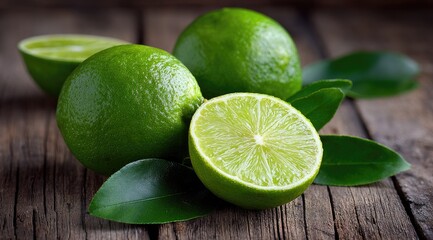 Fresh limes on a rustic wooden table (1)