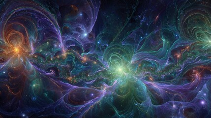 Abstract Colorful Nebula In Space