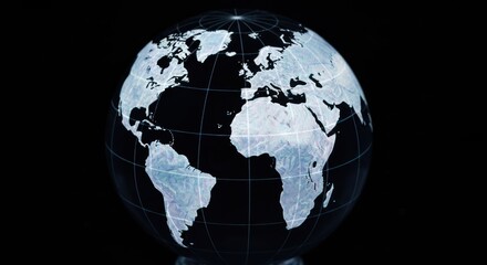 Naklejka premium Detailed globe, white continents on dark background