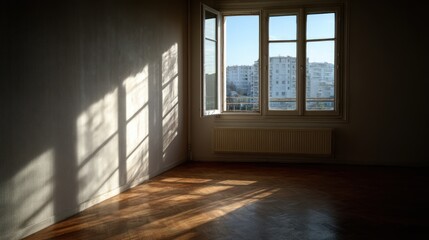 Fototapeta premium Empty room sunlight shadows