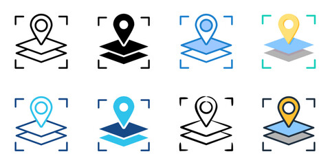 Geographical Information System icon set multiple style collection   © Gravisio