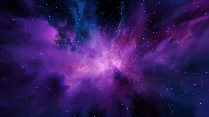 Vivid cosmic display with swirling explosion of colors in deep space, filled with bright stars across purple and pink hues, abstract 3d render background symbolizing galaxy, universe and infinity