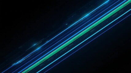 Abstract glowing blue and green lines on black background