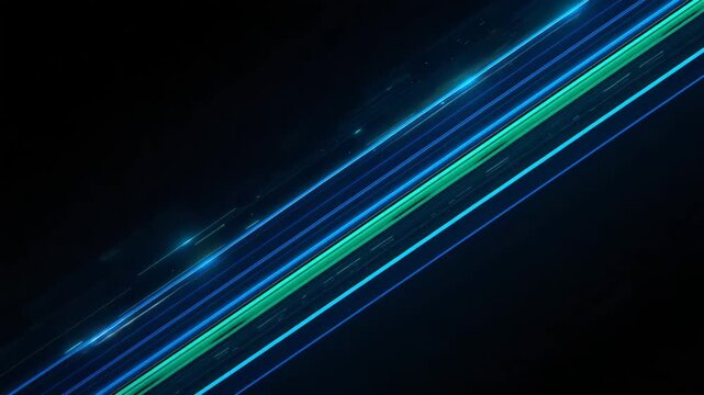 Abstract glowing blue and green lines on black background