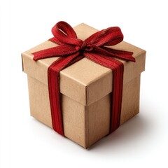 Obraz premium Square kraft gift box with red ribbon (1)