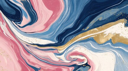 Abstract marbled design with flowing colors and gold flecks