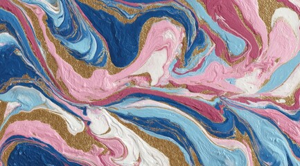 Abstract marbling design with swirling colors and gold glitter