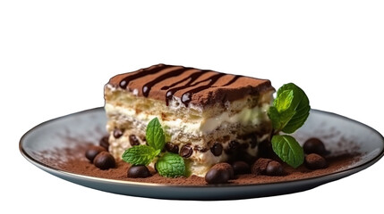 A slice of tiramisu on a plate