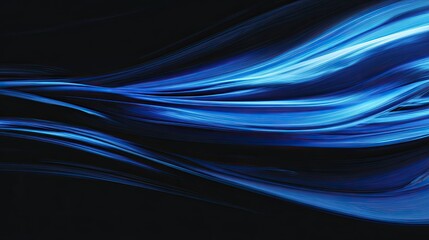 Fluid, dynamic blue ribbons against a black backdrop